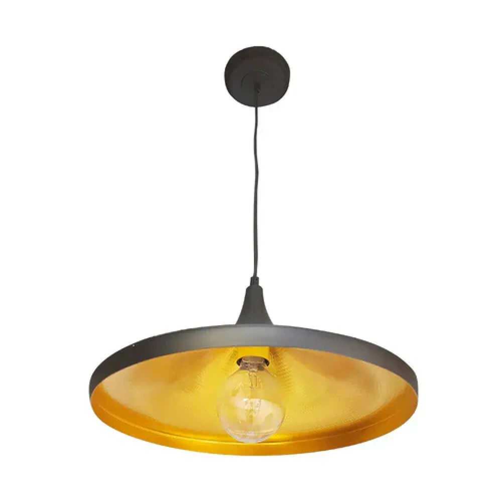 SLP LUMINARIO DECORATIVO PARA SUSPENDER BASE E26 ACABADO NEGRO APLANADO INT COBRE MCA PHILCO