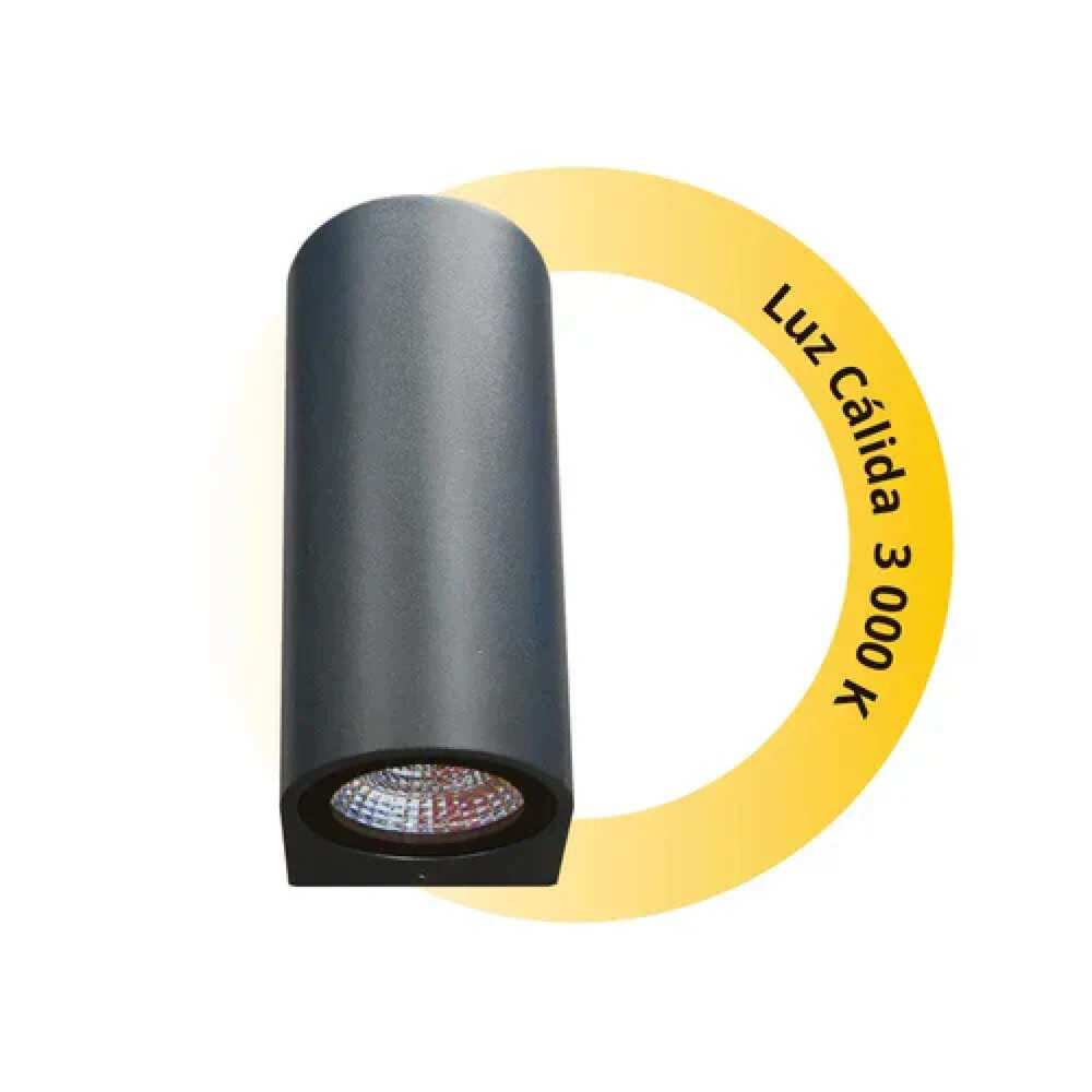 SLP LUMINARIO ARBOTANTE LED COB CILINDRICO 12W LUZ DIRECTA E INDIRECTA 100-260V 3000K 2*760LM IP54 90 IRC>80 CUERPO DE ALUMINIO COLOR NEGRO MCA PHILCO *** HAE ***