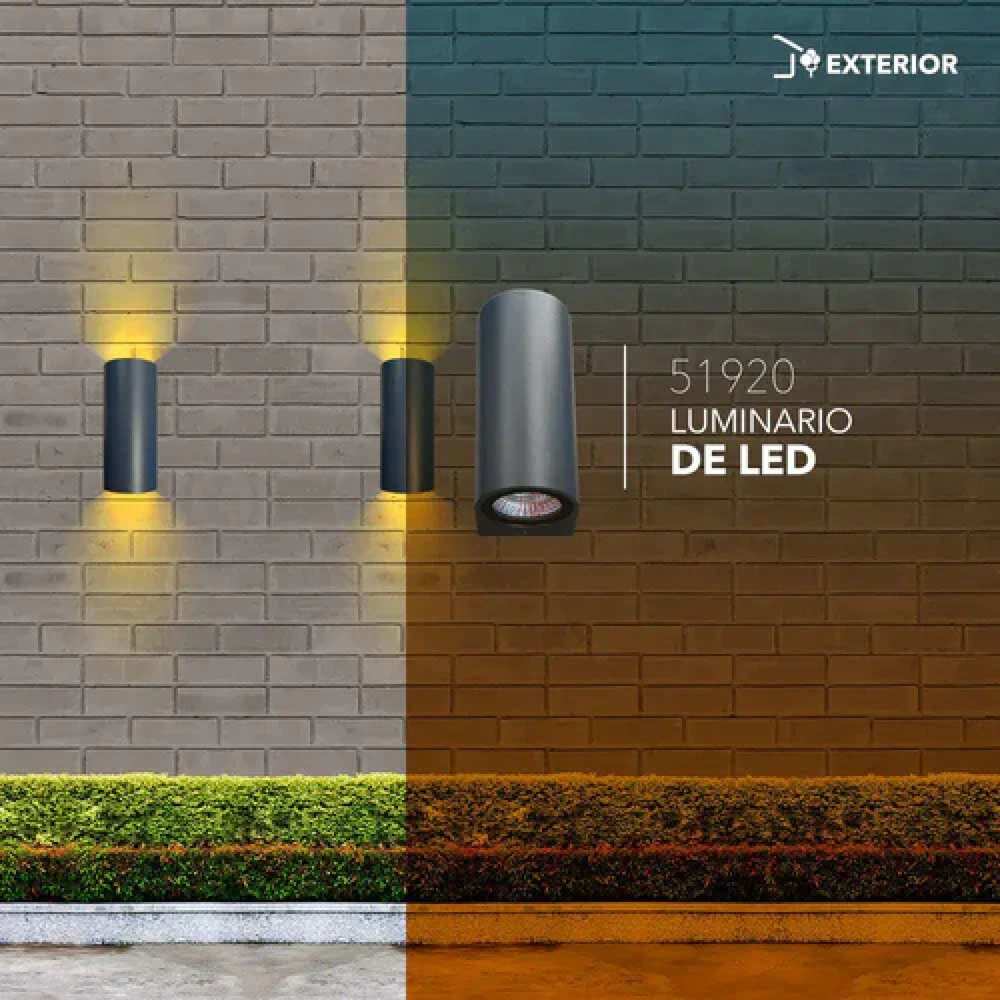 SLP LUMINARIO ARBOTANTE LED COB CILINDRICO 12W LUZ DIRECTA E INDIRECTA 100-260V 3000K 2*760LM IP54 90 IRC>80 CUERPO DE ALUMINIO COLOR NEGRO MCA PHILCO *** HAE ***