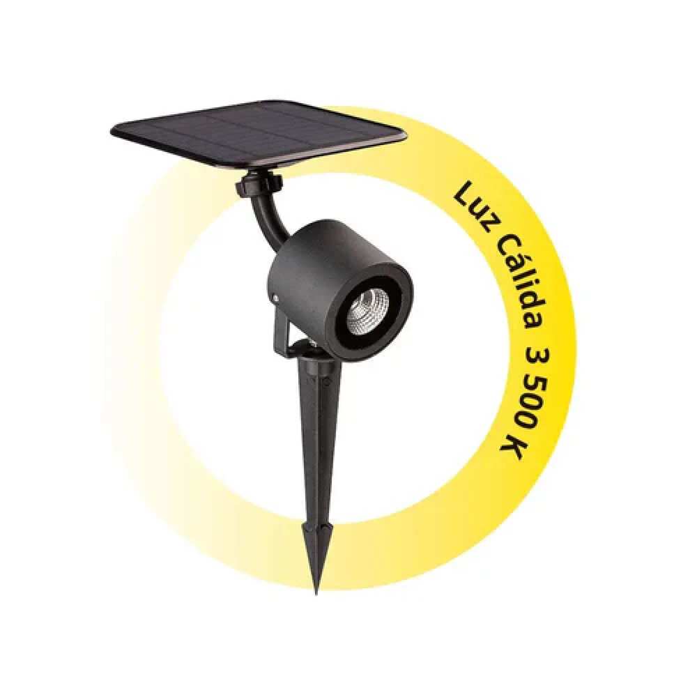 SLP LUMINARIO SOLAR LED COB 2W PARA JARDIN 3500K 300LM IP65 8HR DE LUZ BATERIA LI-ION LITIO CUERPO DE ALUMINIO Y POLICARBONATO COLOR NEGRO MCA PHILCO