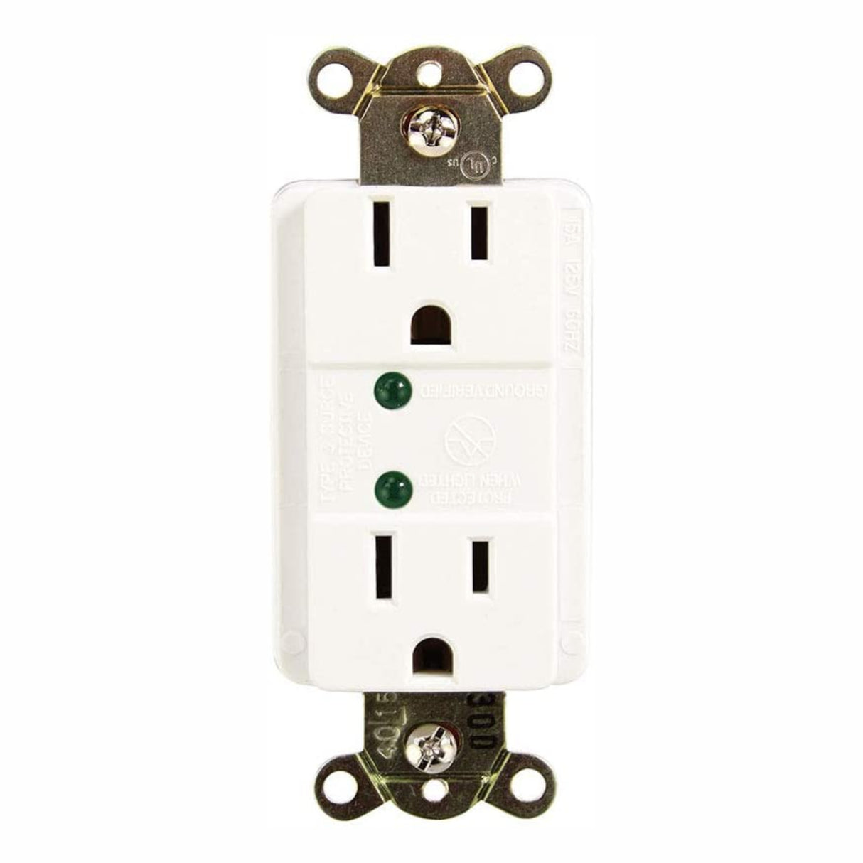RECEPTACULO TVSS 15A/125V. 2P-3W 2 MODULOS CON LED INDICADOR WH***HASTA AGOTAR***PASA A TR5260WS-SP-L***