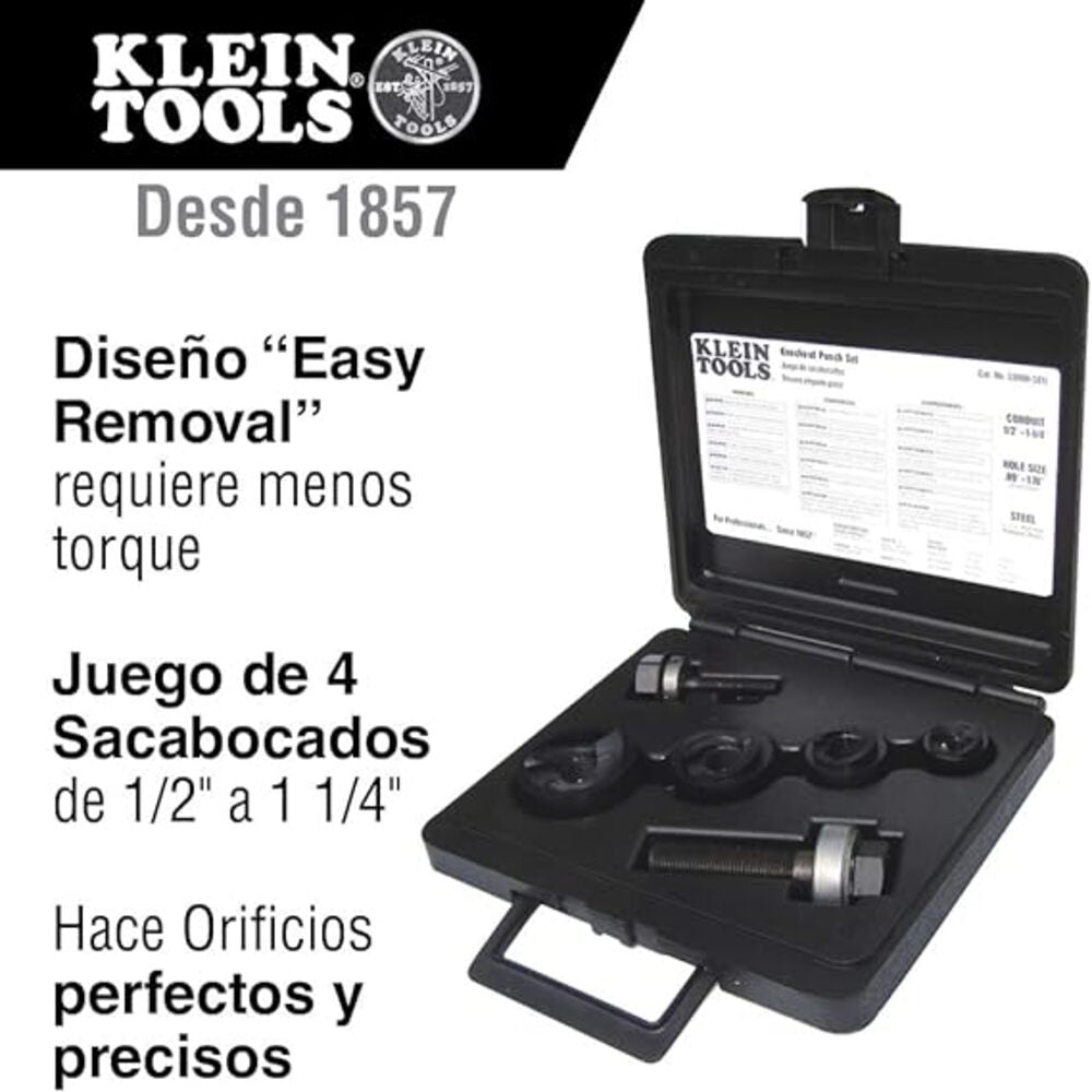 JUEGO DE 4 SACABOCADOS KT DE 0.50" A 1.25" CON ESTUCHE KLEIN TOOLS