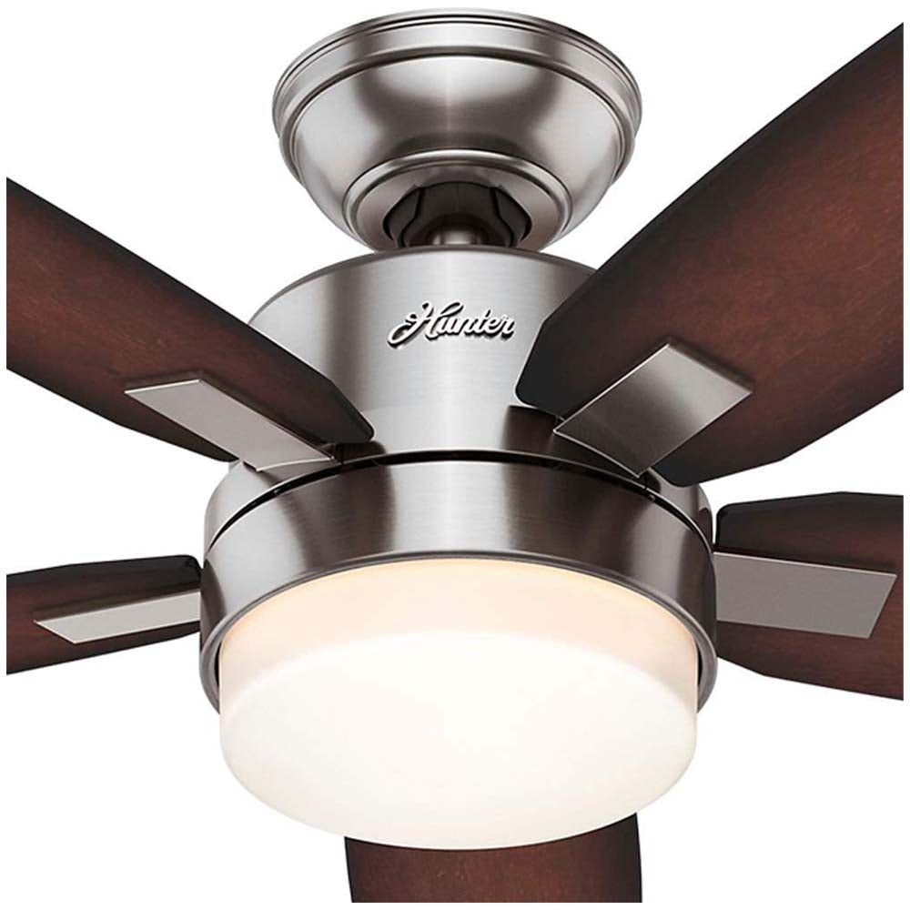 VENTILADOR TECHO 5 ASPAS 54 PULGADAS LED WINDEMERE NIQUEL CEPILLADO 59039 HUNTER