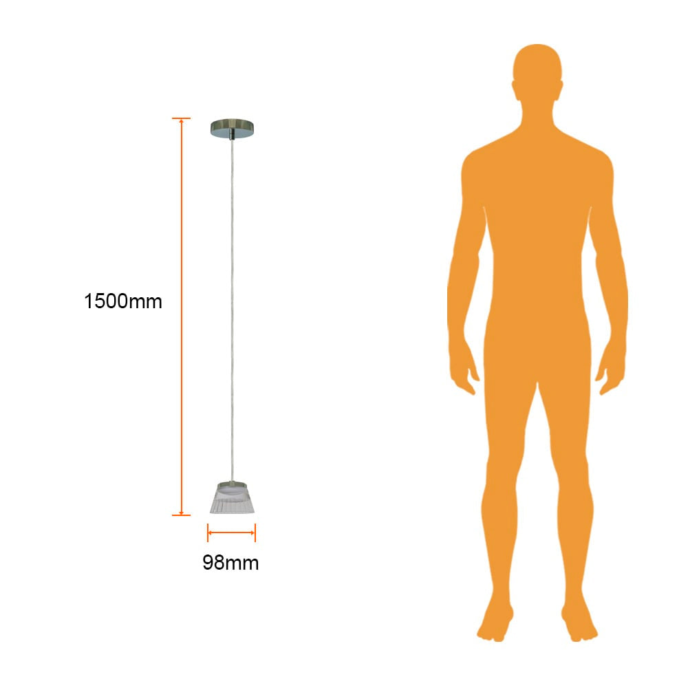 LAMPARA COLGANTE LED ACRILICO 1.50M ALTO 5.5W LUZ CALIDA BRILLANTE NO ATENUABLE