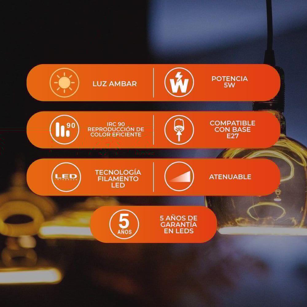 LAMPARA FIL 5W 22K CRI90 E27 DIM