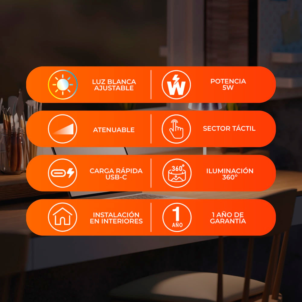 LUMINARIO INT LED 5W 4.2VCDLM 30K/40K/65K NGR