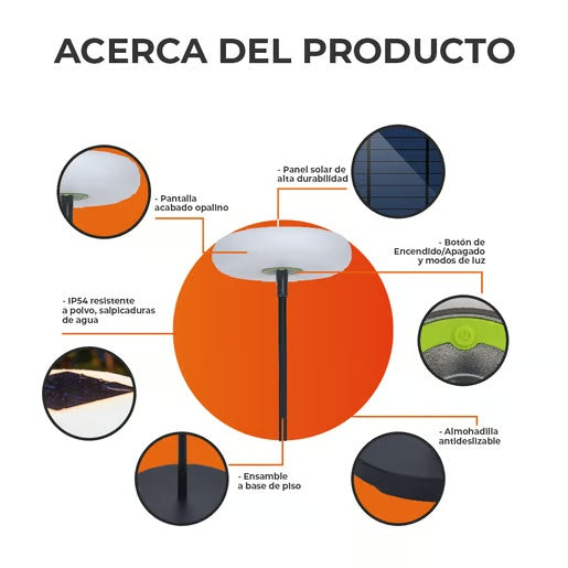 LUMINARIO EXT LED 3.1W 3.7VCD 480LM 30K NGR