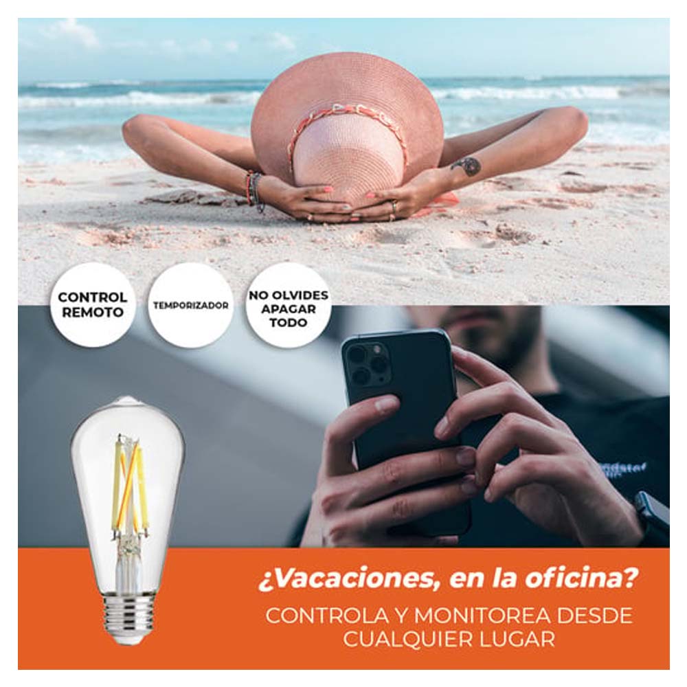 FOCO LED VINTAGE INTELIGENTE DE 5.5 W CON WIFI COLOR TRANSPARENTE BULB SMART T 5ST64LEDF360TCW TECNOLITE.