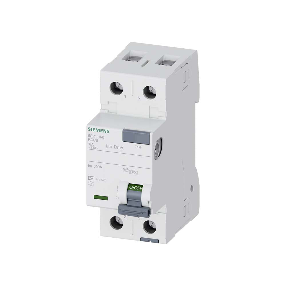 INTERRUPTOR DIFERENCIAL 2P TIPO AC 16A 10MA AC 230V MCA SIEMENS