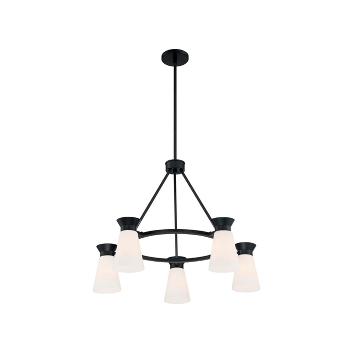 LAMPARA ARANA CALETA 5 LUCES CILINDRICAS NEGRO SATCO