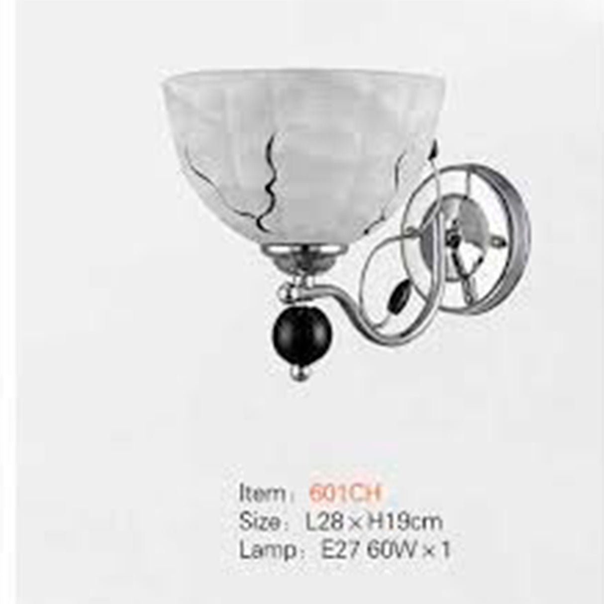 ARBOTANTE GRIETAS CROMADO 1L 280XH190MM E27 1X60W IIDSA *** HA. LUMI ***