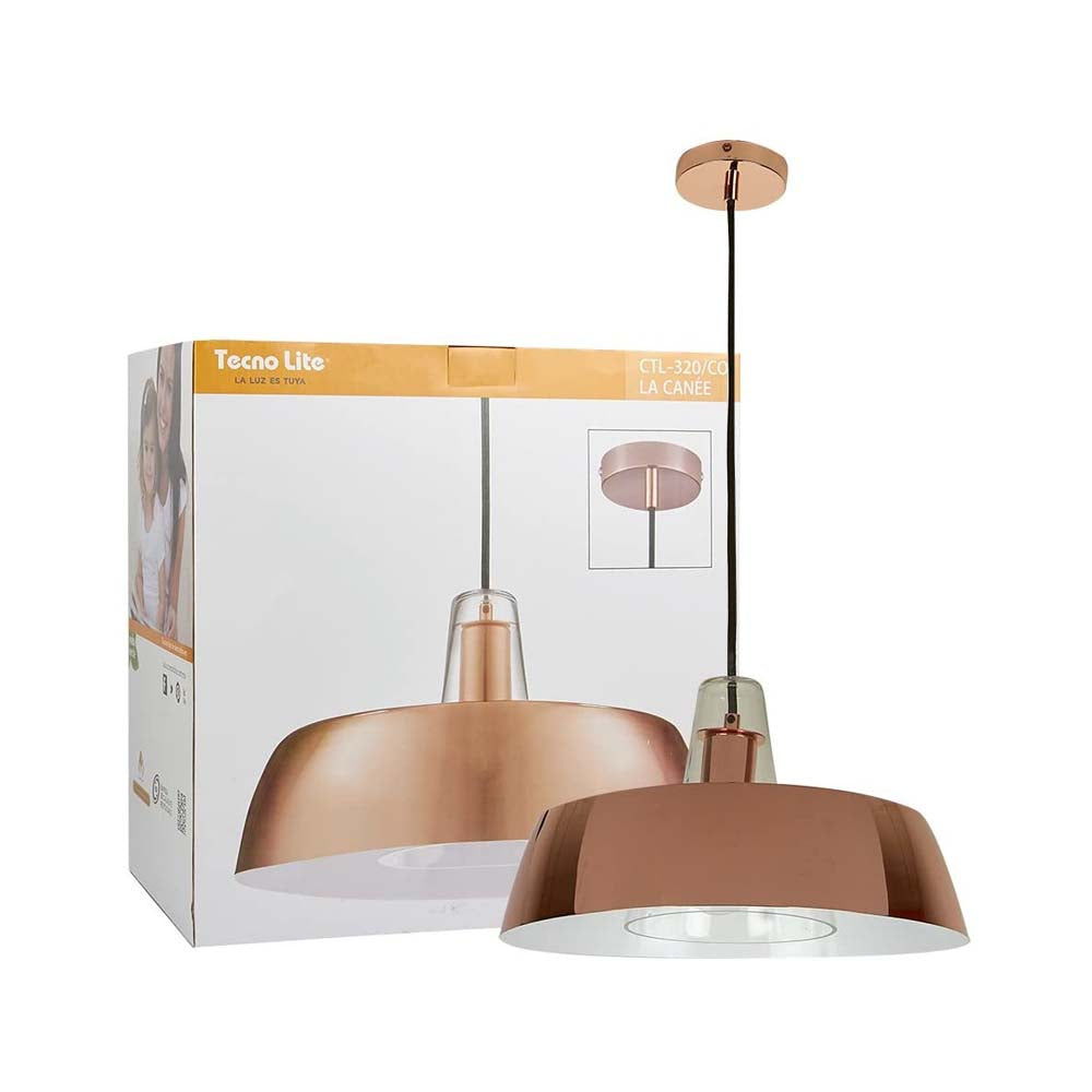 COLGANTE METÁLICO TECNOLITE LA CANEE 1.5M DE ALTURA 60W BASE E27 NO INCLUYE FOCO ***TECNOLITE HAE***