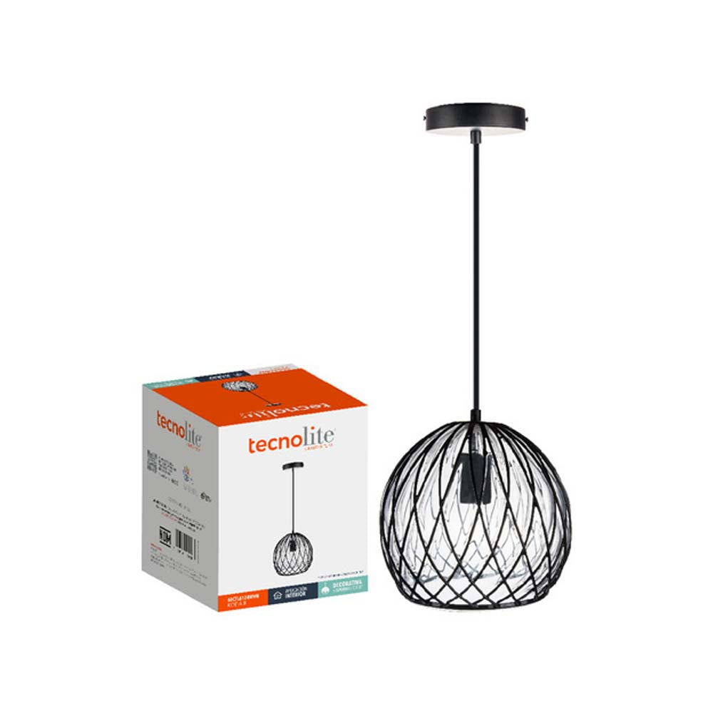 LUMINARIO INT. COLG. 8.5W/100-240V. CRISTAL ACERO NEGRO KOEIA II ***TECNOLITE HAE***