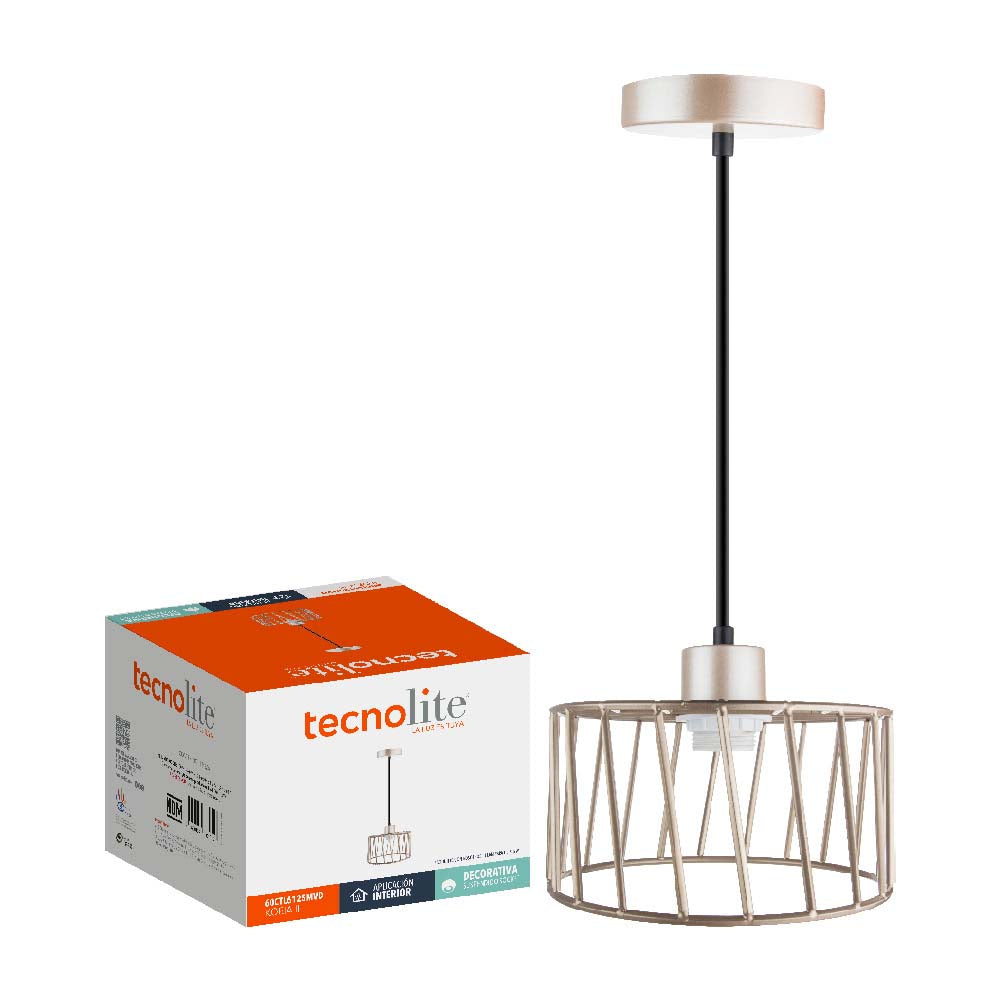 INTERIOR DEC SUSPENDIDOS 100-240V E27 KOEIA II DORADO TECNOLITE *** HAE ***