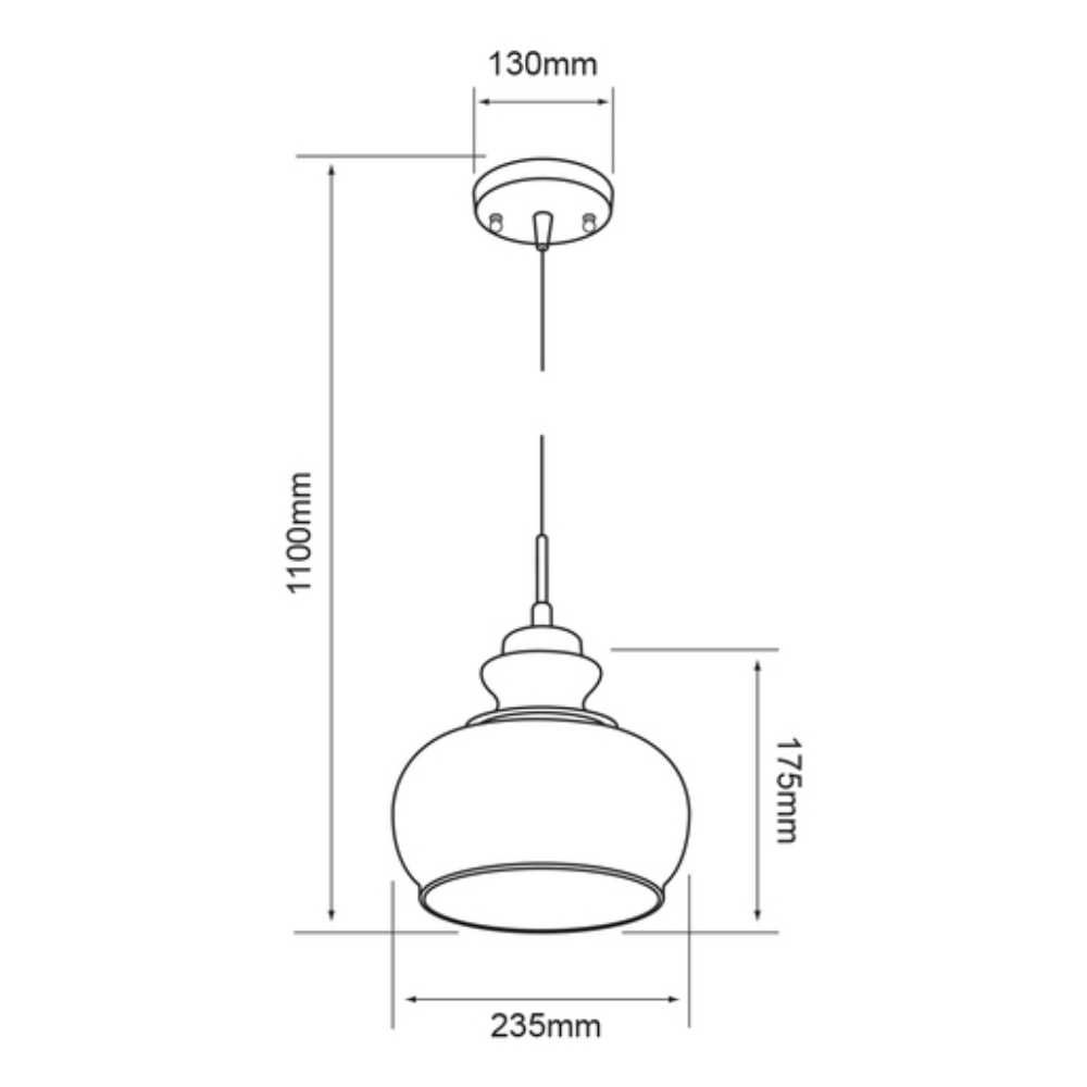 LUM. INT.  SUSP. 60W/100-240V. CRISTAL AMBAR PERSEUS ***TECNOLITE HAE***