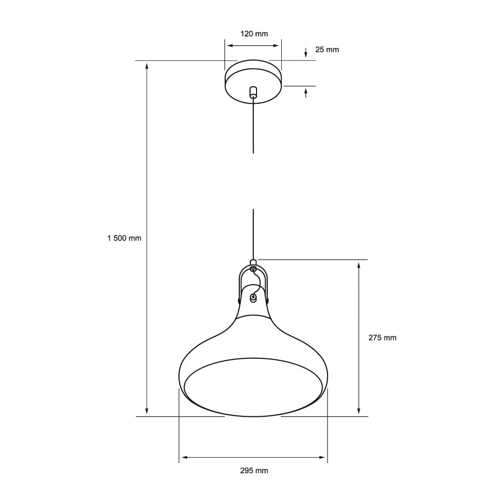 LAMPARA COLGANTE METAL 1.50M POTENCIA MAX. 60W 1BASE E27 S/FOCO