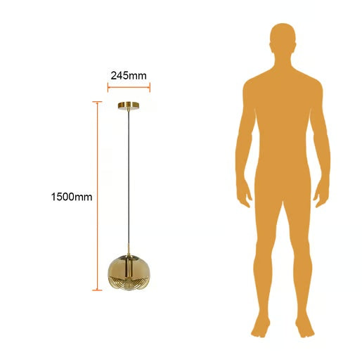 LUMINARIO INT SUSP S/L HOGA 100-240V E27 CRISTAL DORADO AMBAR