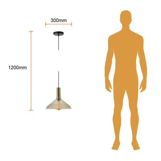 LUMINARIO INT SUSP S/L HOMAM 100-240V E27 DORADO AMBAR