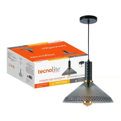 LUMINARIO INT SUSP S/L HOMAM 100-240V E27 NEGRO HUMO