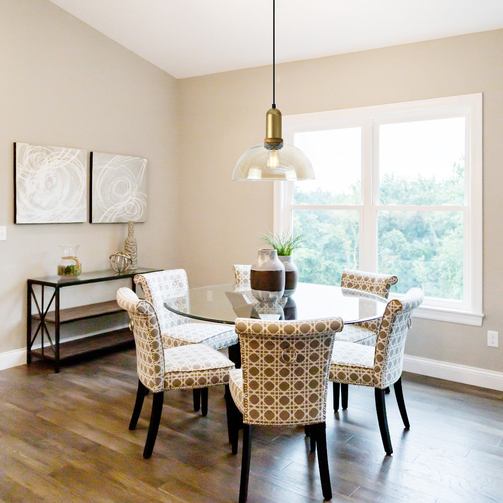 LUMINARIO INT SUSP S/L IRENA I 100-240V E27 DORADO AMBAR