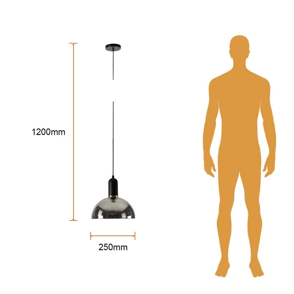 LAMPARA COLGANTE DE 60 W DE CRISTAL COLOR NEGRO Y HUMO IRENA I 60CTL8323MVNCH TECNOLITE