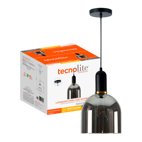 LUMINARIO INT SUSP S/L IRENA II 100-240V E27 NEGRO HUMO