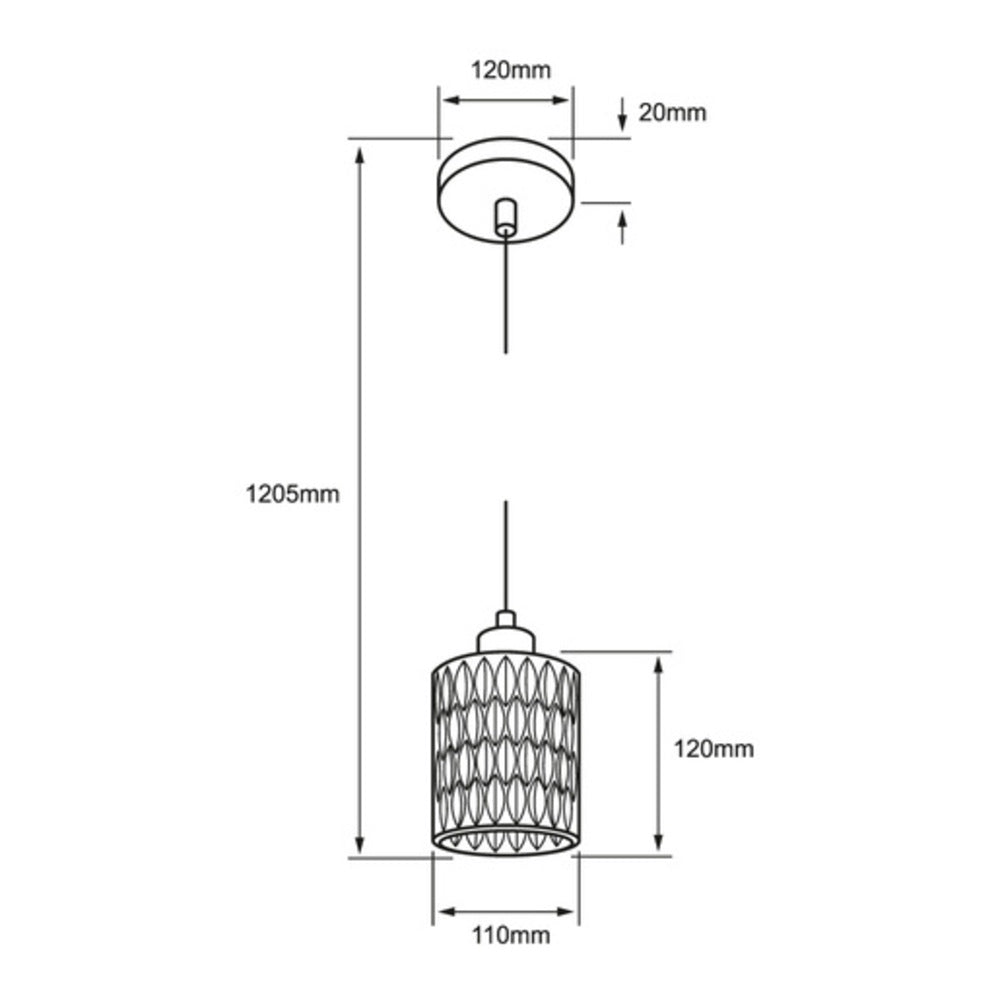LAMPARA COLGANTE DE CRISTAL 1.70 M DE ALTURA POTENCIA MAX. 60 W 1 BASE E27 NO INCLUYE FOCO 60CTL8360MVCH