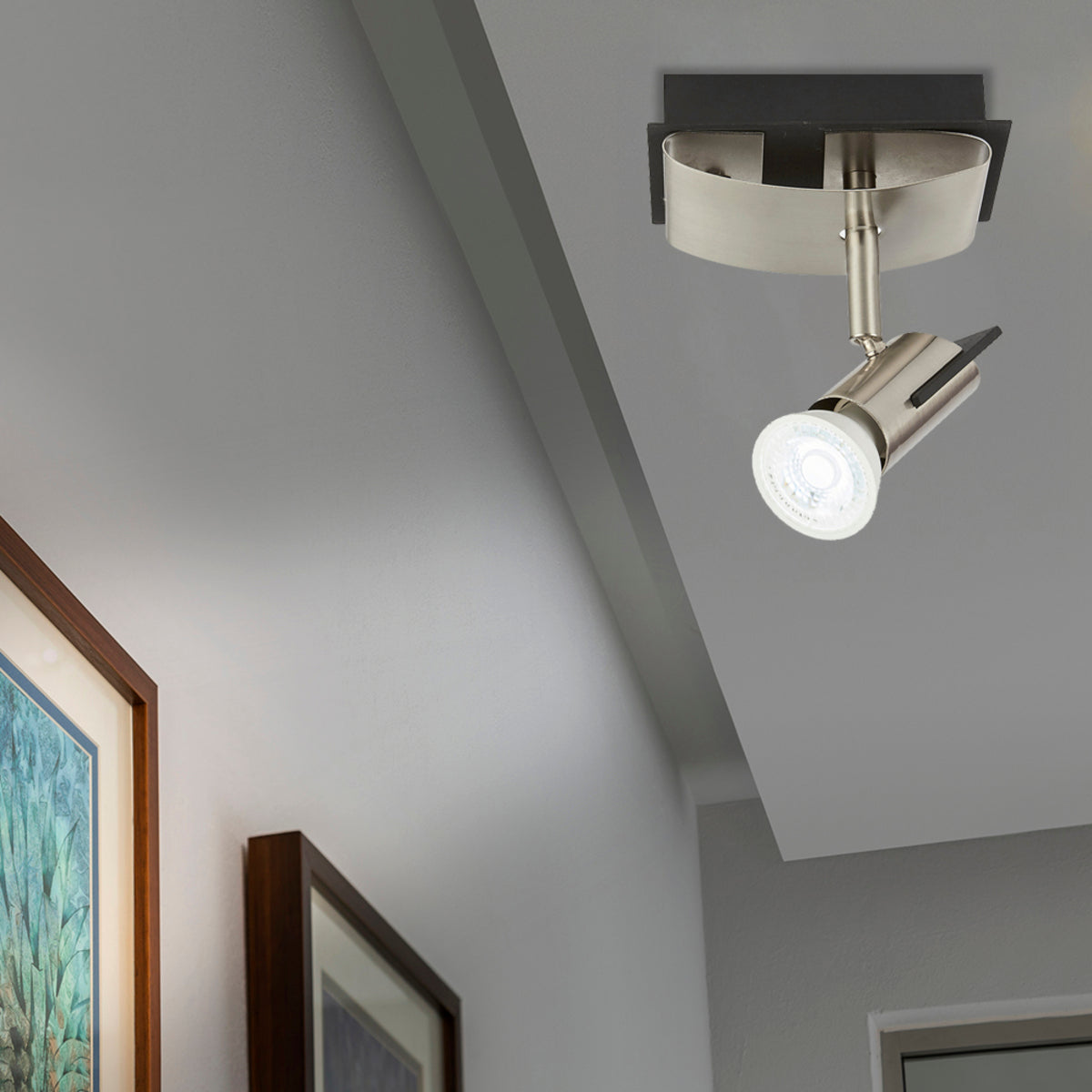 LUM. SOBREP. INT. TECHO/PARED 3X50W/100-127V. GU10 SATIN/NEGRO S/LAMPARAS CAMENARO ***TECNOLITE HAE***