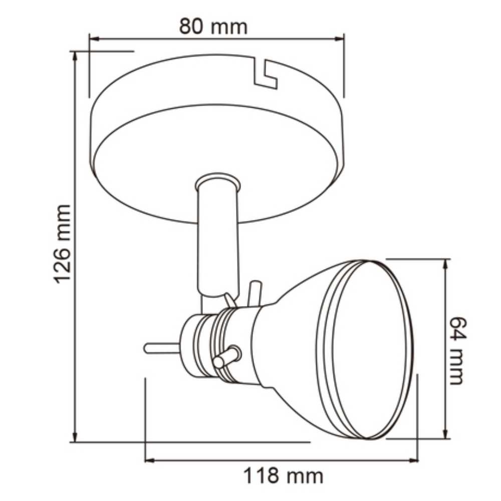 LAMPARA SPOT DE SOBREPONER DIRIGIBLE POTENCIA MAX. 50 W 1 BASE GU10 NO INCLUYE FOCO 60LVC901MVS