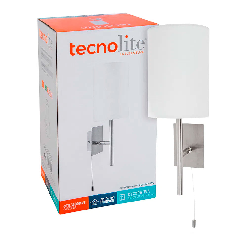 LAMPARA DE PARED ARBOTANTE TELA POTENCIA MAX. 60 W 1 BASE E27 SOBREPONER NO INCLUYE FOCO
