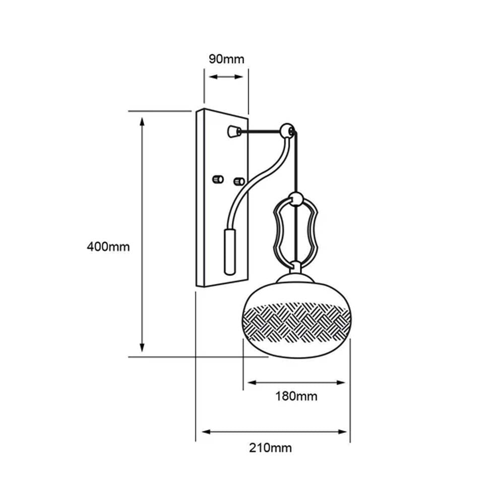 LÁMPARA DE PARED TECNOLITE DIADEM V PARA SOBREPONER EN MURO BASE E27 ***TECNOLITE HAE***