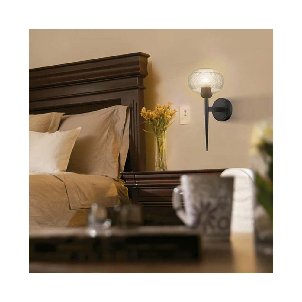 LUMINARIO SOBREPONER MURO INT. 8.5W/100-240V. E27 CRISTAL ALUM. NEGRO DIADEM VI ***TECNOLITE HAE***