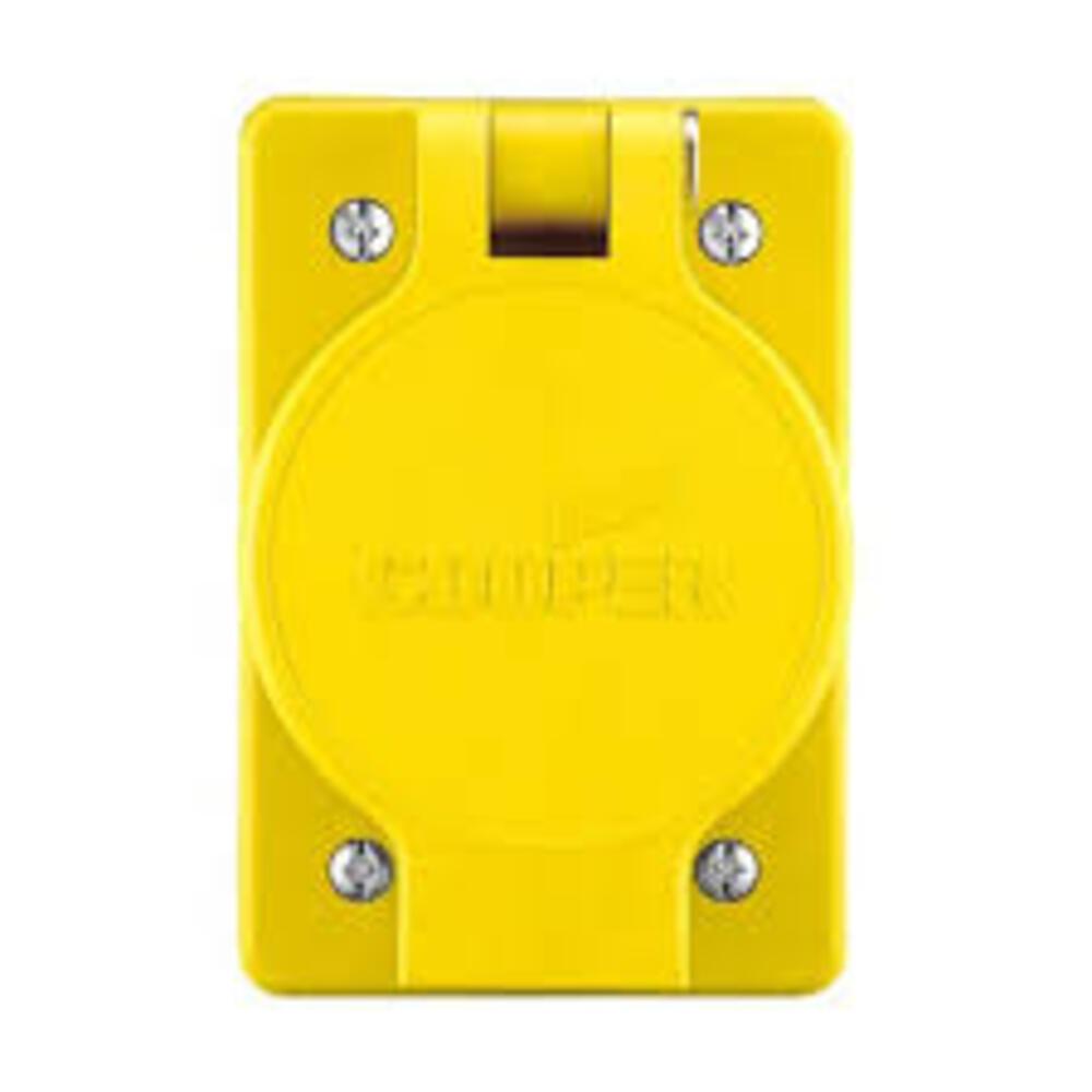 RECEPTACULO SENCILLO A PRUEBA DE AGUA ENTRADA RECTA 2P 3H 15A 125VCA NEMA 5-15R GRADO INDUST. AMAR.