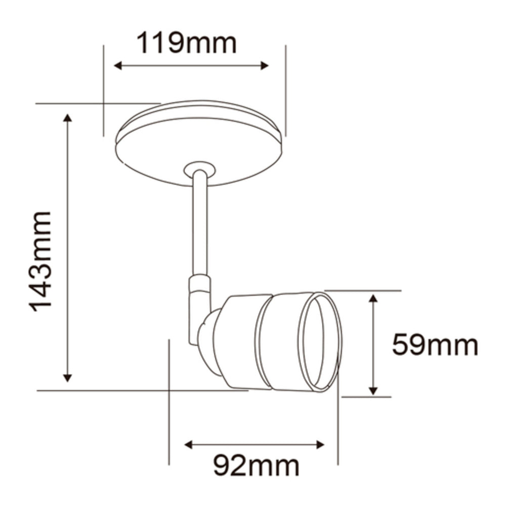LAMPARA SPOT DE SOBREPONER DIRIGIBLE POTENCIA MAX. 50 W BASE GU10 FOCO GU10 NO INCLUIDO 60YSN368LMVS