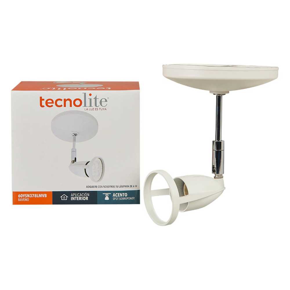 LUMINARIO INT ACENTO SPOT SOBREPONER 6W 100-240V GU10 BLANCO BAVENO
