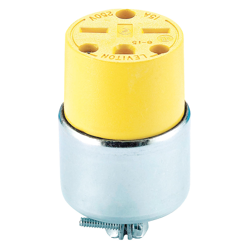 CONTACTO VINIL BLINDADO 15A/250V. 2P-3H AMARILLO 615CA-000 HOJA RECTA NEMA 6-15R LEVITON *** OFRECER LEV306 O 46114 ***