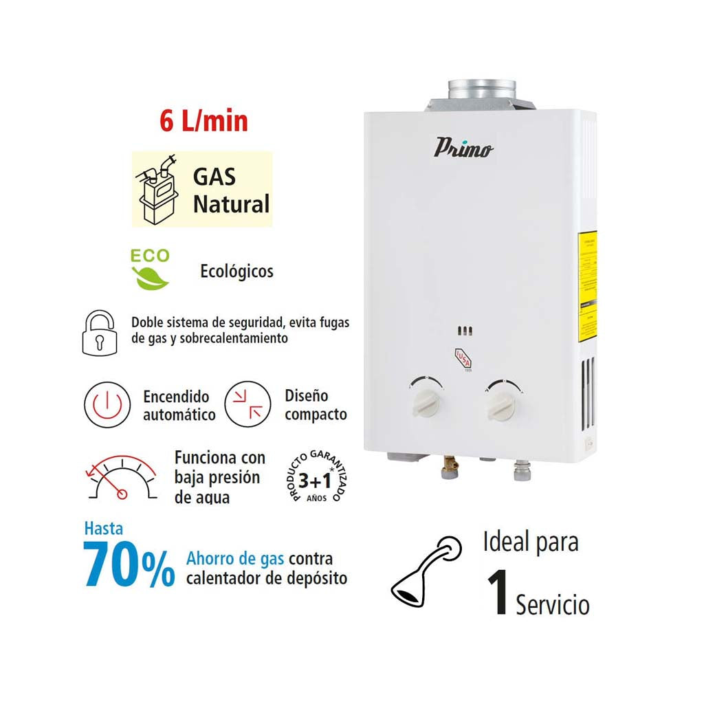 CALENTADOR INSTANTANEO PRIMO 6L GN