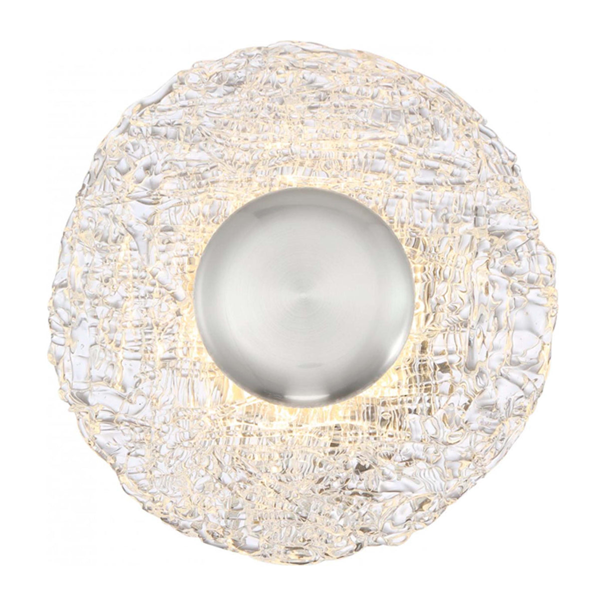 LUMINARIO A TECHO REDONDO RIVERBED LED 11W 3000K VIDRIO TEJIDO NIQUEL SATCO *** EXHIBIDO ***