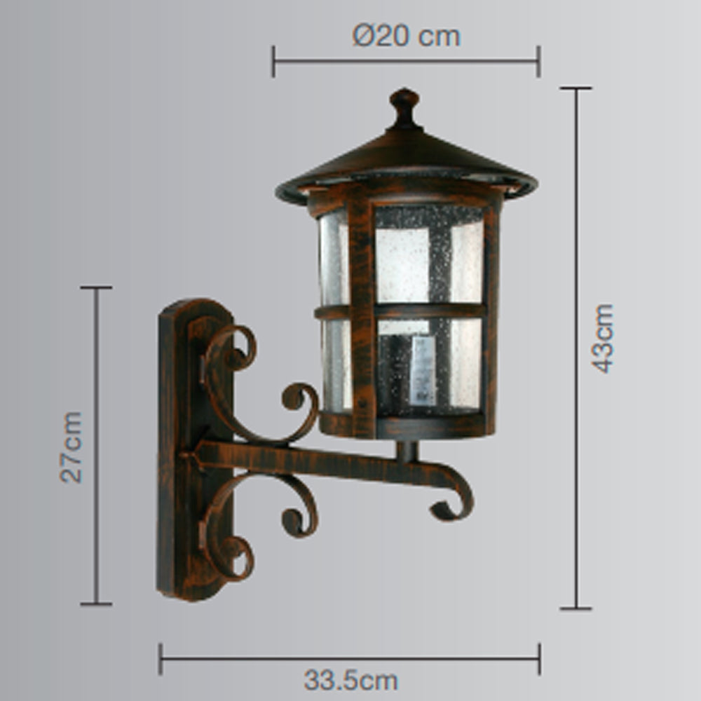 FAROL EXT SOBREPONER MURO 60W 127V E27 RUSTICO