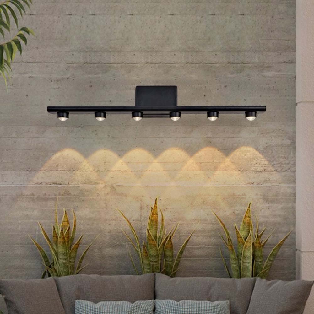 LAMPARA LED DE PARED TIPO ARBOTANTE DE 6W CON 6 SALIDAS DE LUZ COLOR NEGRO CRUCIS 6HLED423MV30N TECNOLITE.