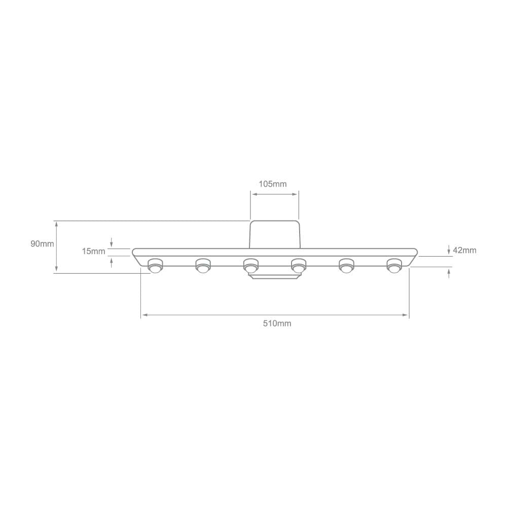 LAMPARA LED DE PARED TIPO ARBOTANTE DE 6W CON 6 SALIDAS DE LUZ COLOR NEGRO CRUCIS 6HLED423MV30N TECNOLITE.