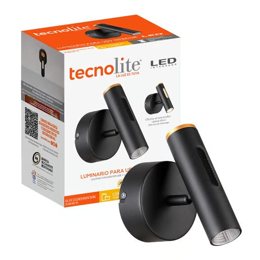 LAMPARA DE PARED ARBOTANTE LED 6W LUZ CALIDA BRILLANTE DIRECTA/INDIRECTA DIRIGIBLE IRC90 NO ATENUABLE NGO