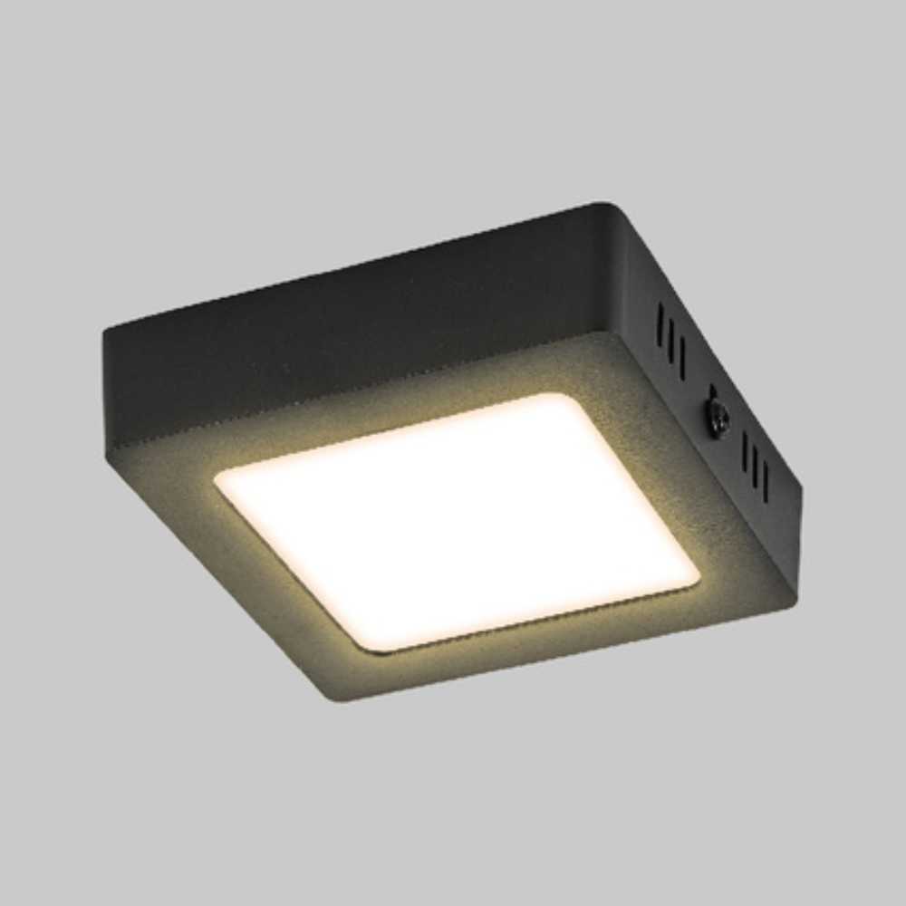 LUM LED SOBREPONER CUADRADO 6W 3000K 100-240V NEGRO