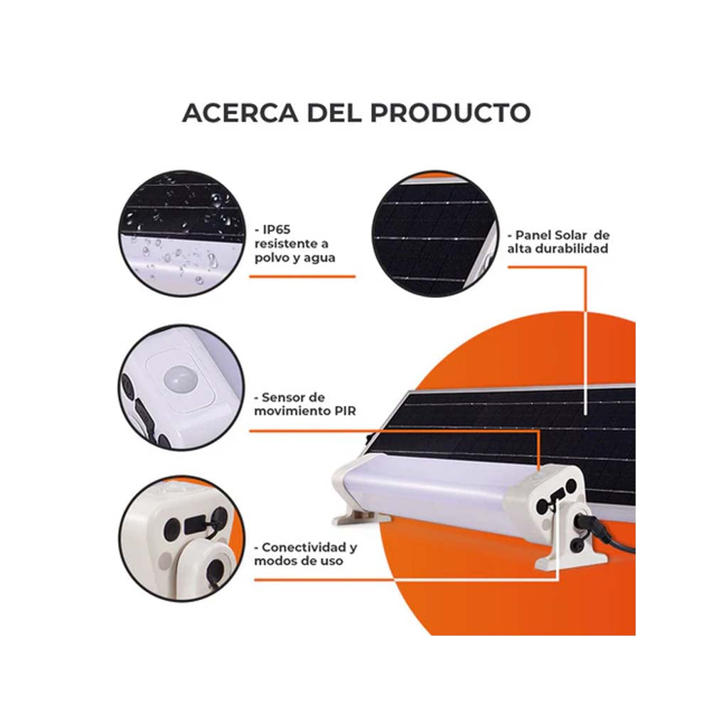 LUM EXT SOLAR LED 6W 3.7VCD 5HRS CONTROL REMOTO SALIDA USB NEREIDA ***TECNOLITE HAE***