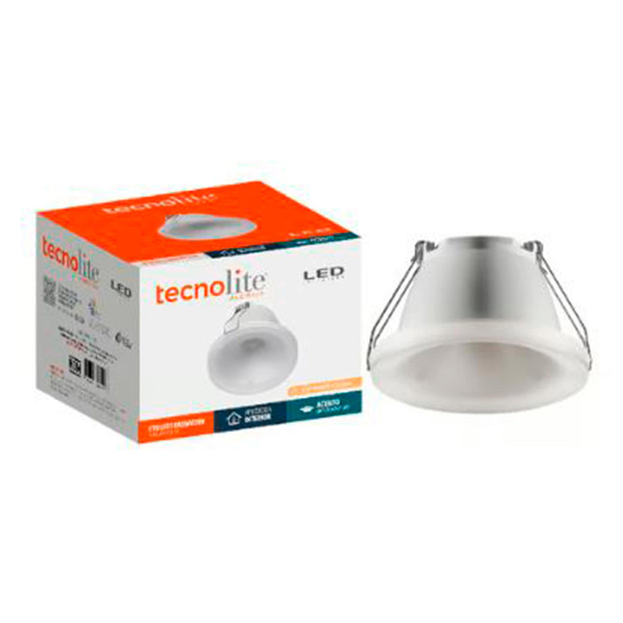 LUMINARIO INT. EMPOT. TECHO 6W/100-240V. 3000K BLANCO CROMO LUZ SUAVE CALIDA KALAUSI III ***TECNOLITE HAE***