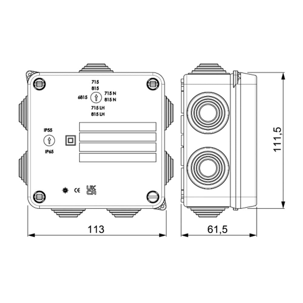 CAJA ESTANCA CON CONOS IP55 IK08 100X100X55 SOLERA *** OFRECER WDC1010S ***