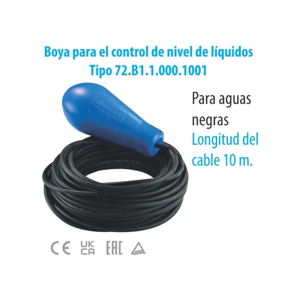 BOYA PARA AGUAS NEGRAS CONTACTO CONMUTADO C/CABLES 10 METROS H05 RN F 72.B1.1000.10.01