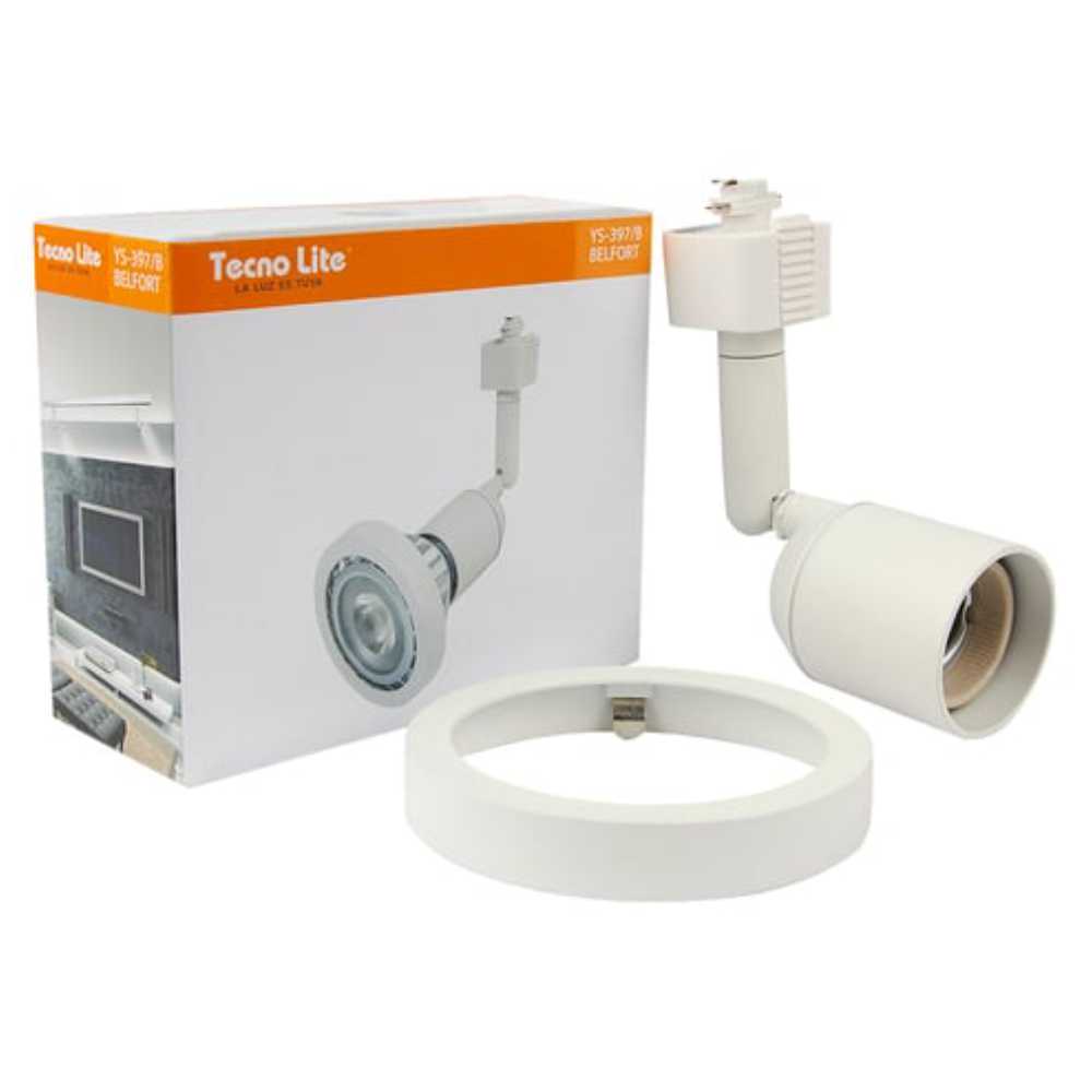 LAMPARA SPOT DE RIEL DIRIGIBLE POTENCIA MAX. 75 W BASE E27 INTERIORES NO INCLUYE FOCO 75YS397MVB