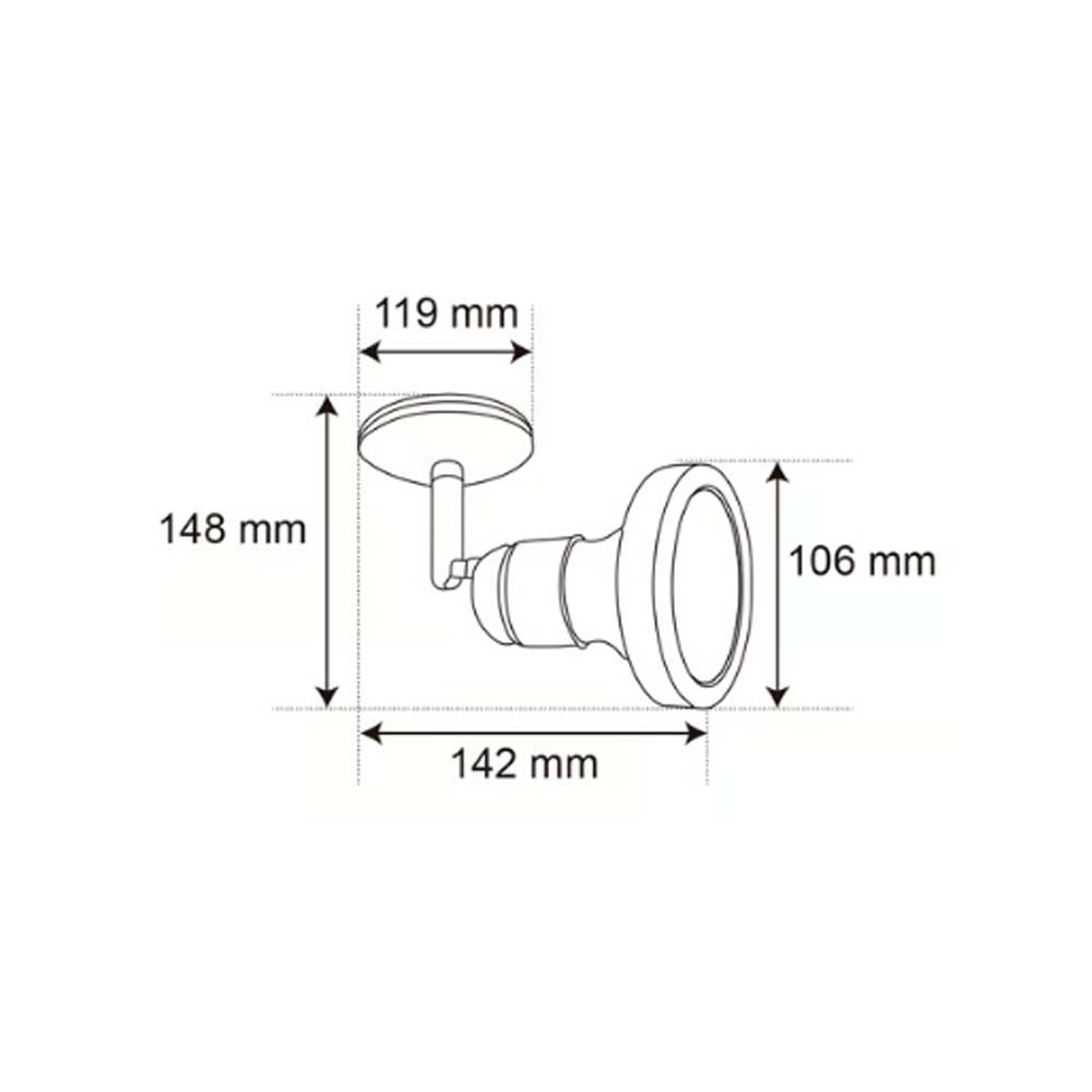 LAMPARA SPOT DIRIGIBLE DE SOBREPONER POTENCIA MAX. 75 W BASE E27 FOCO PAR30 NO INCLUIDO