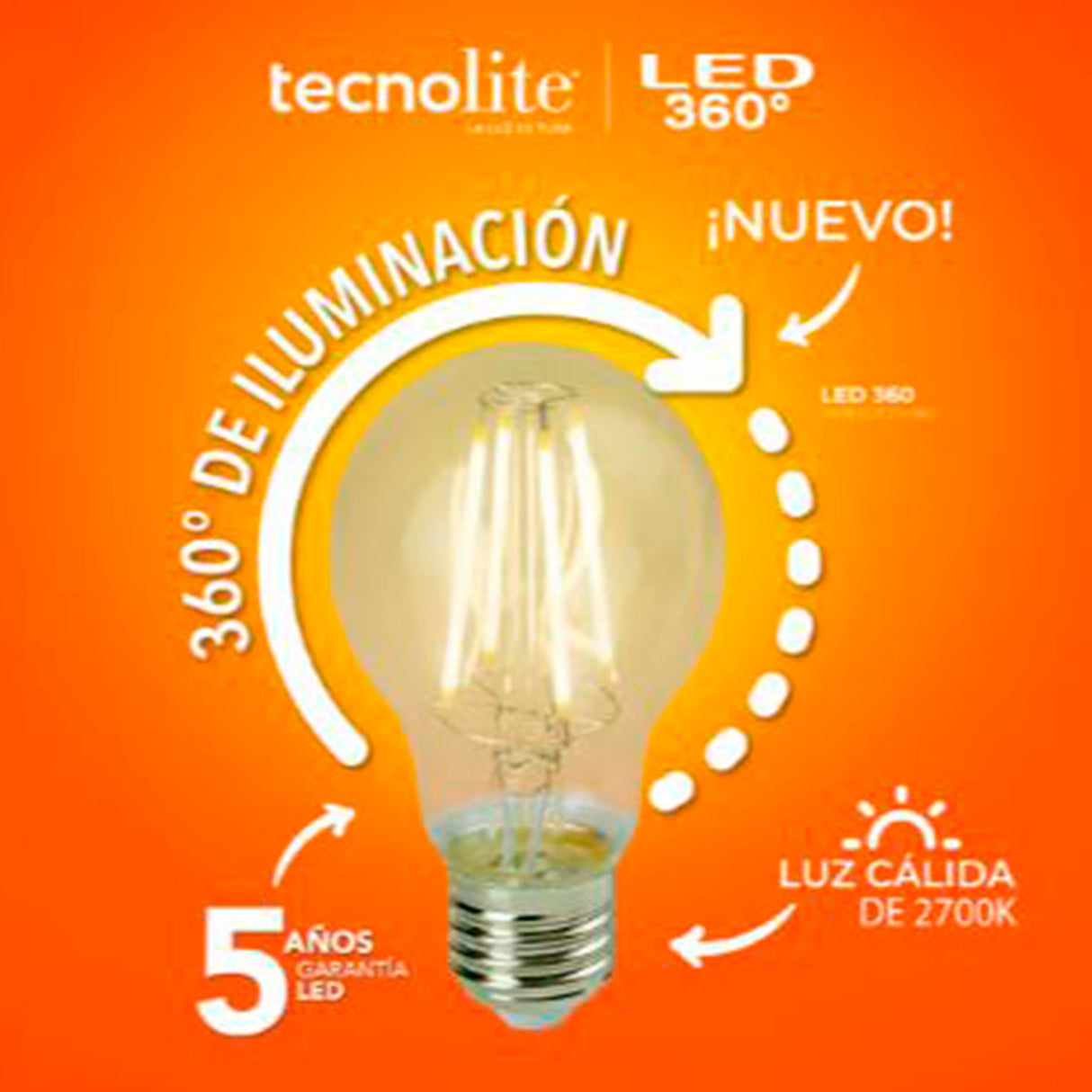 FOCO FILAMENTO LED 7W/127V. 2700K LUZ SUAVE CALIDA